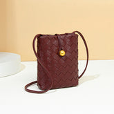 Sacs en cuir souple Sac tissé à la main Sac à bandoulière Sac messager Mini sac pour téléphone Sac banane décontracté assorti